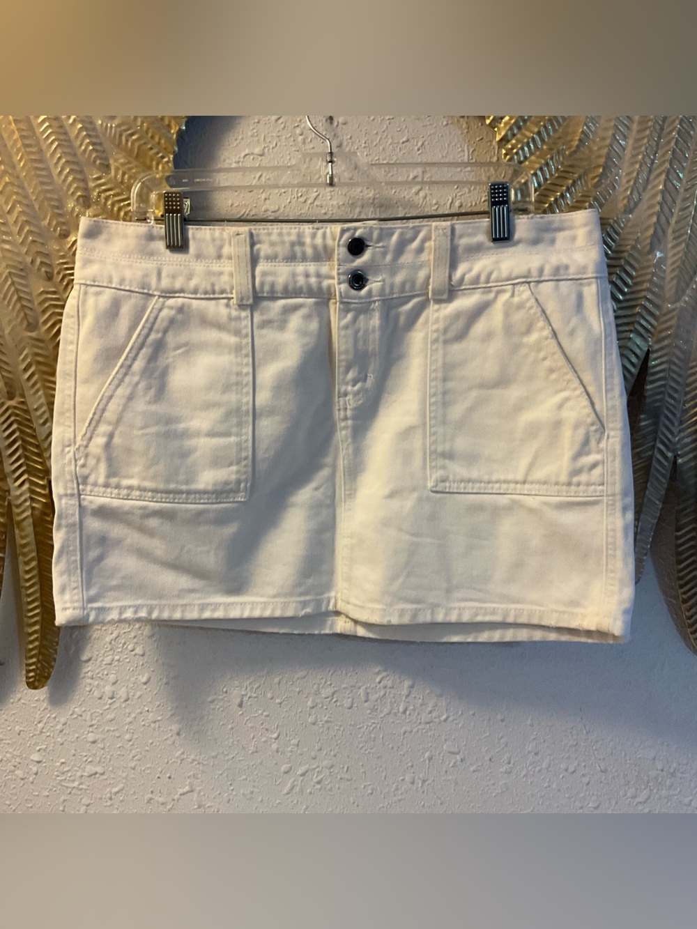 Hydraulic denim‎ mini skirt Vintage Y2K white